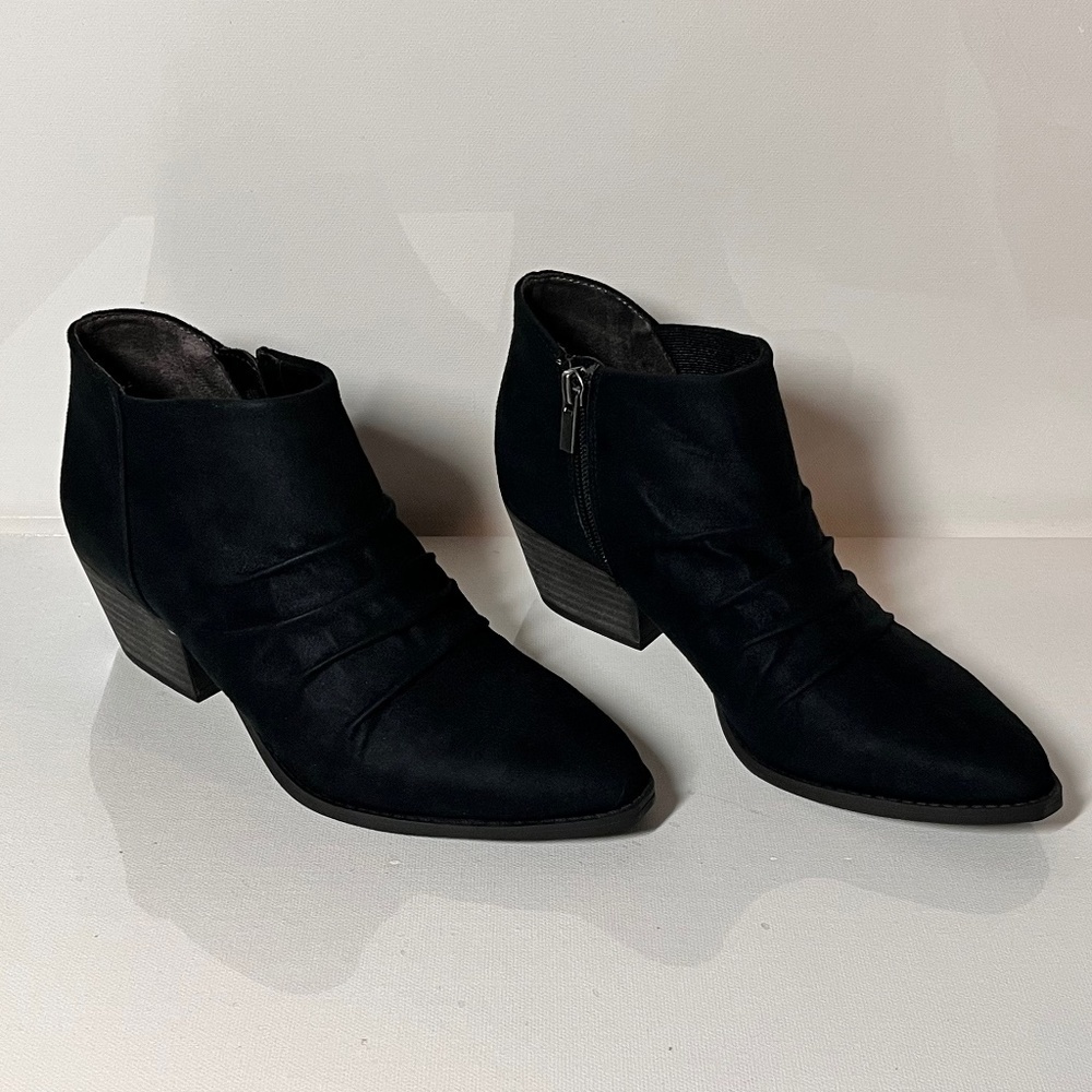 LifeStride Reba Faux Suede Ruched Heels Booties